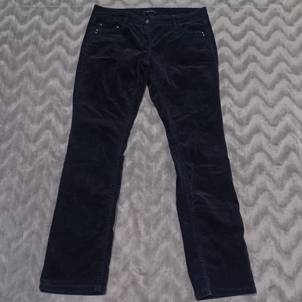 White House Black Market Womens Size 10R Black Slim Leg Noir Corduroy Pants